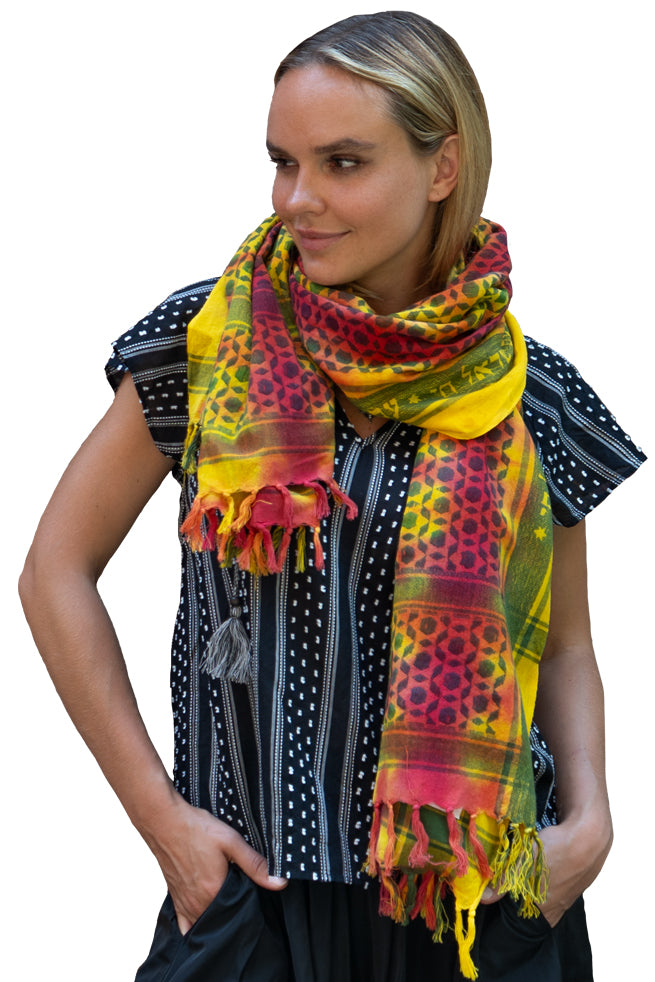 MOSAIC Tie Dye  Yellow-Red  LONG Sudra